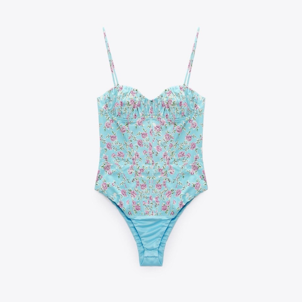 Zara Floral Corset Bodysuit